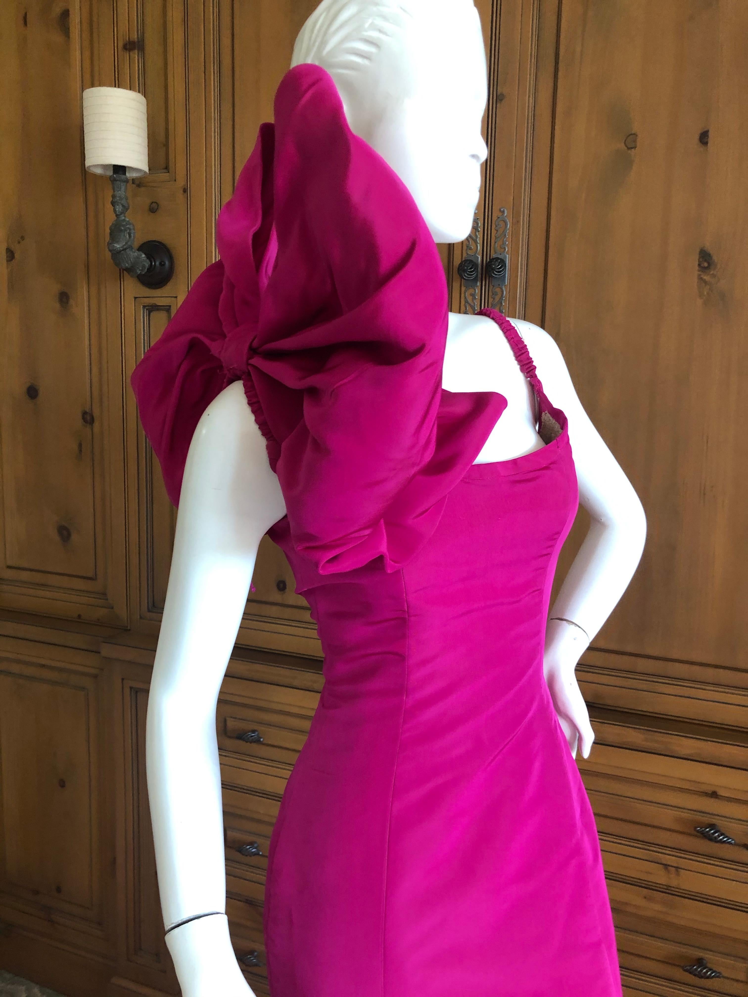 Oscar de la Renta Hot Pink Vintage Mermaid Dress w Inner Corset  and Long Train For Sale 9