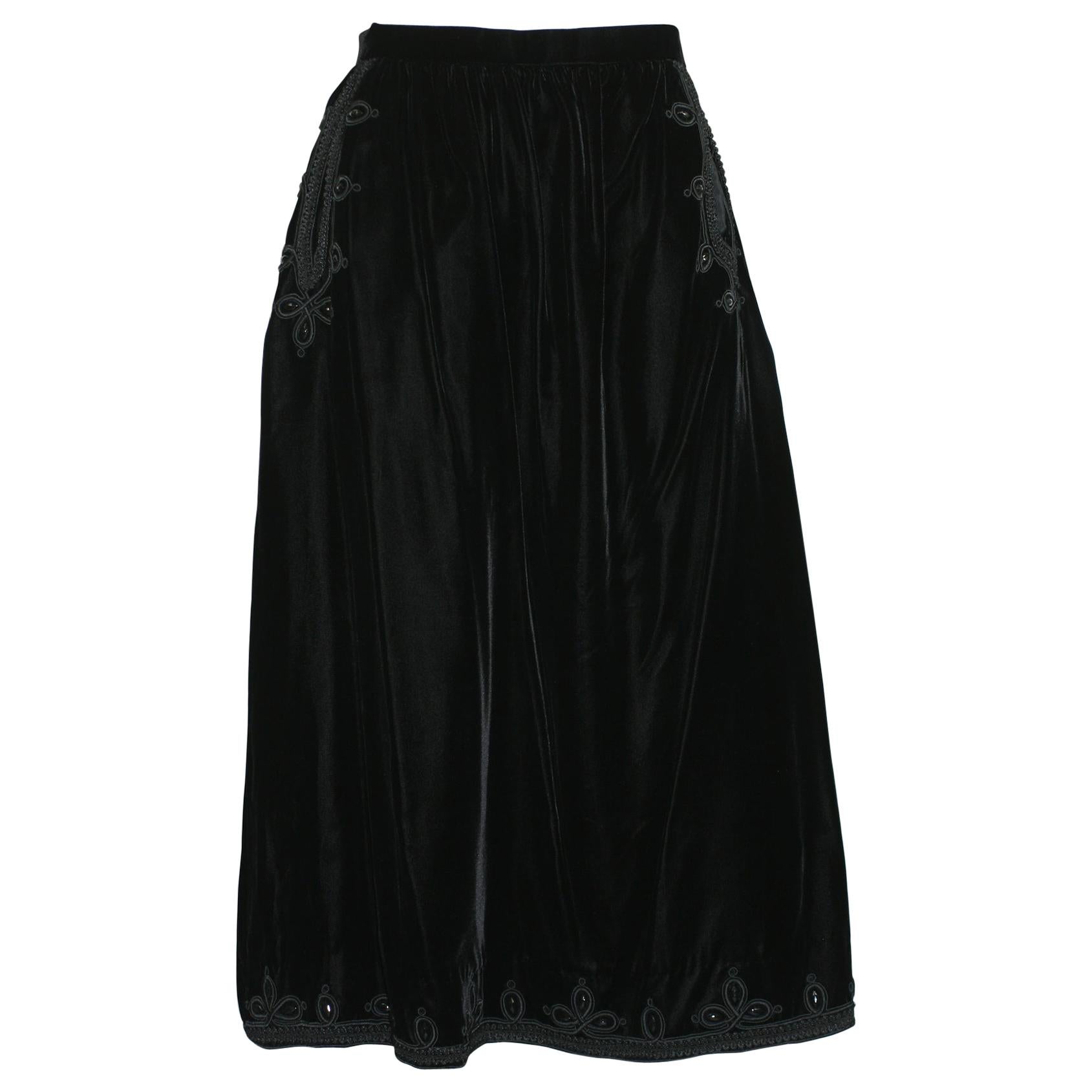 Oscar de la Renta Hussar Style Velvet Skirt For Sale