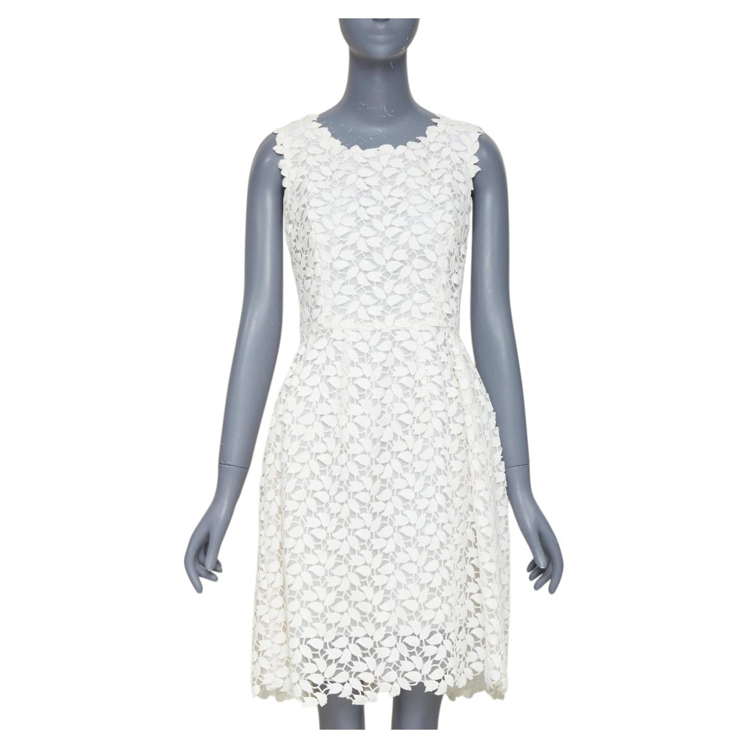 OSCAR DE LA RENTA Iso guipure leaf lace embroidery fit flare bridal dress US4 S