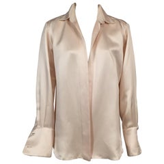 Vintage Oscar de la Renta Ivory Silk Shirt Jacket