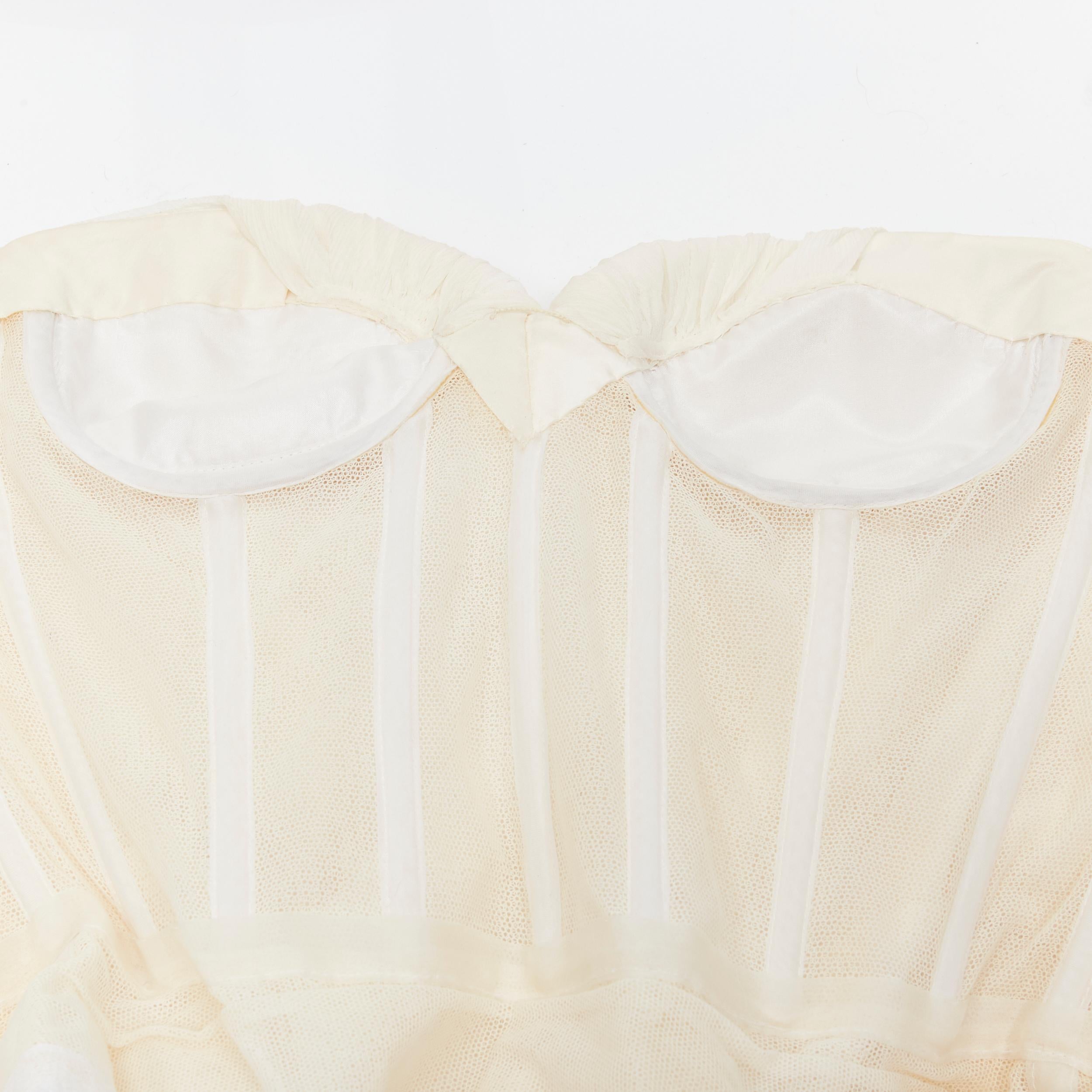 OSCAR DE LA RENTA ivory white boned corset strapless evening gown dress US0 XS 5