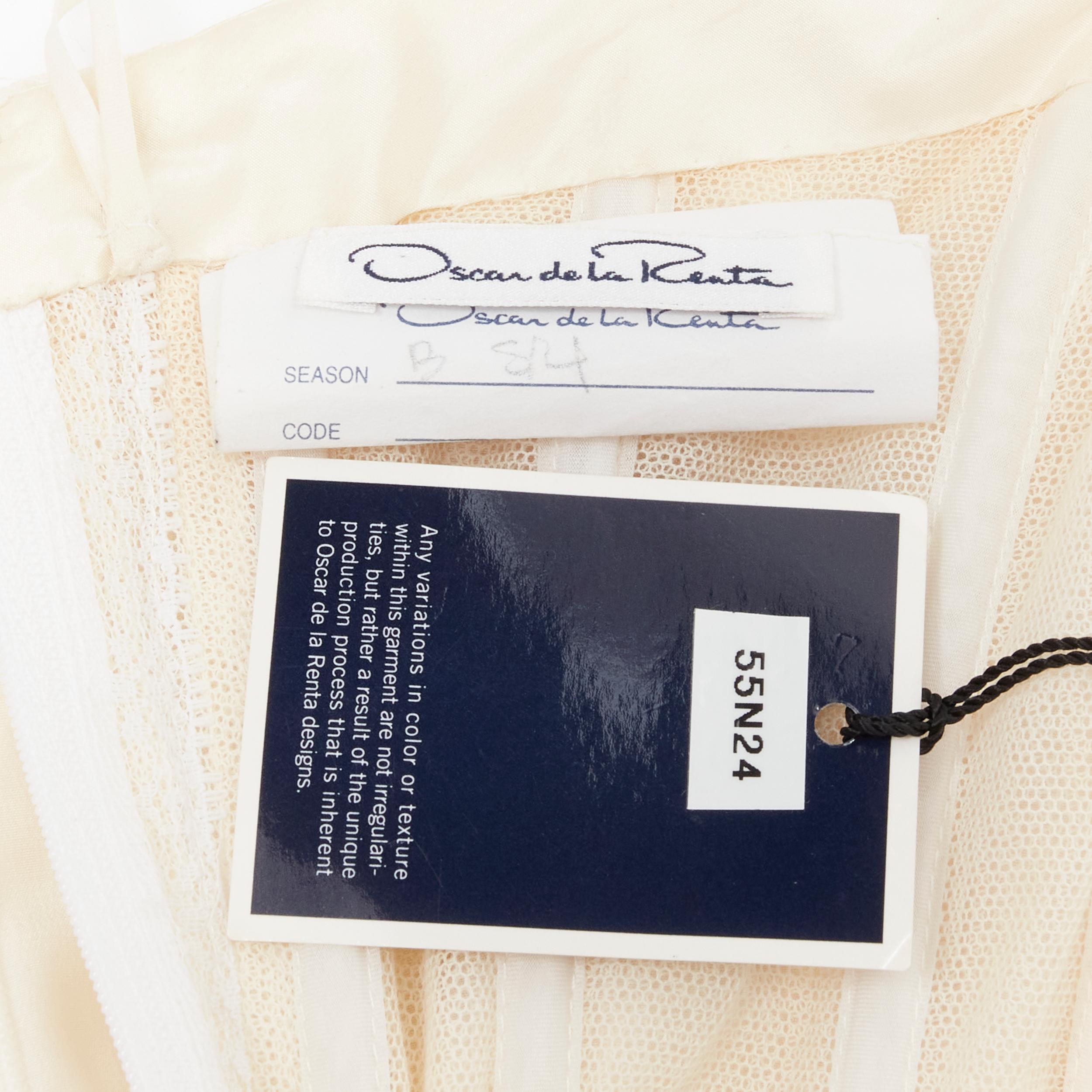 OSCAR DE LA RENTA ivory white boned corset strapless evening gown dress US0 XS 6