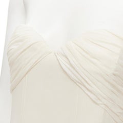 OSCAR DE LA RENTA ivory white boned corset strapless evening gown dress US0 XS