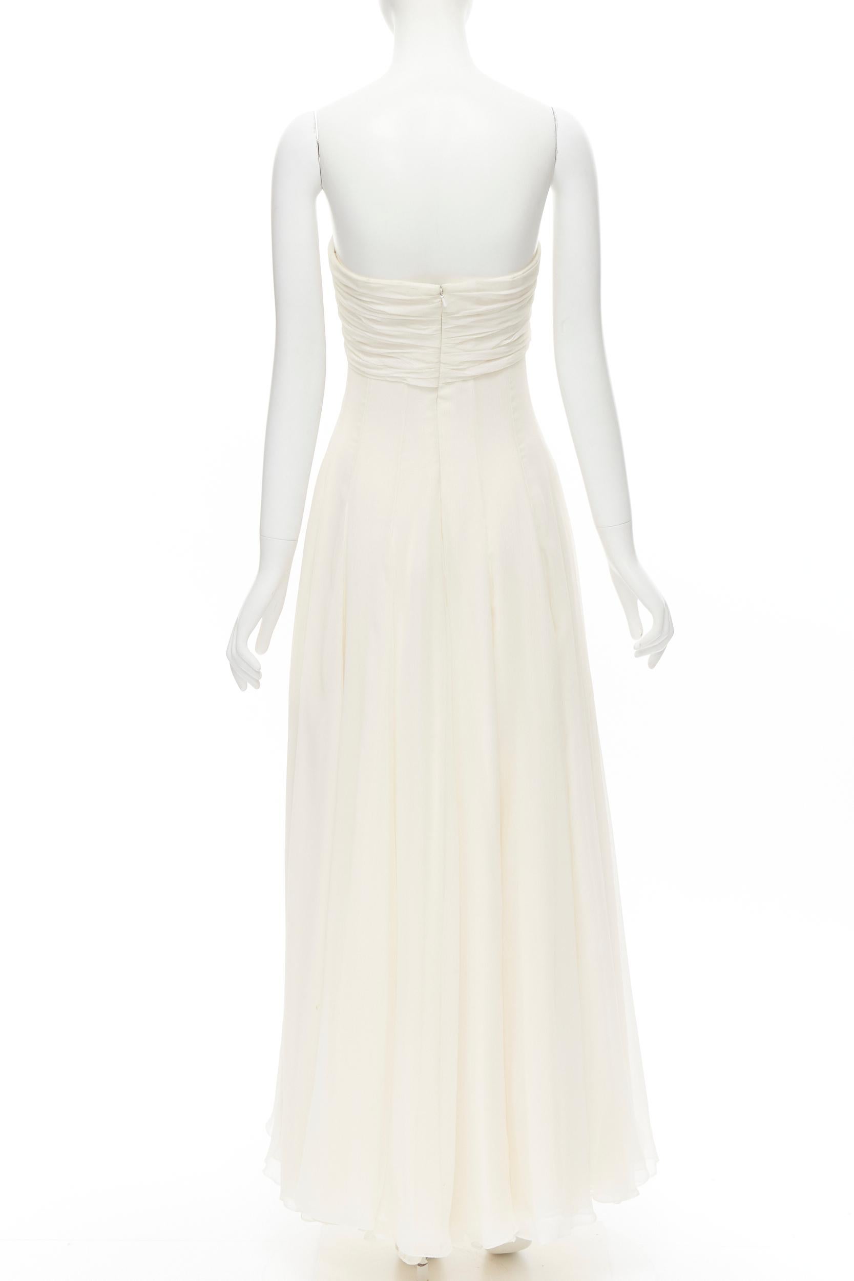 White OSCAR DE LA RENTA ivory white boned corset strapless evening gown dress US0 XS