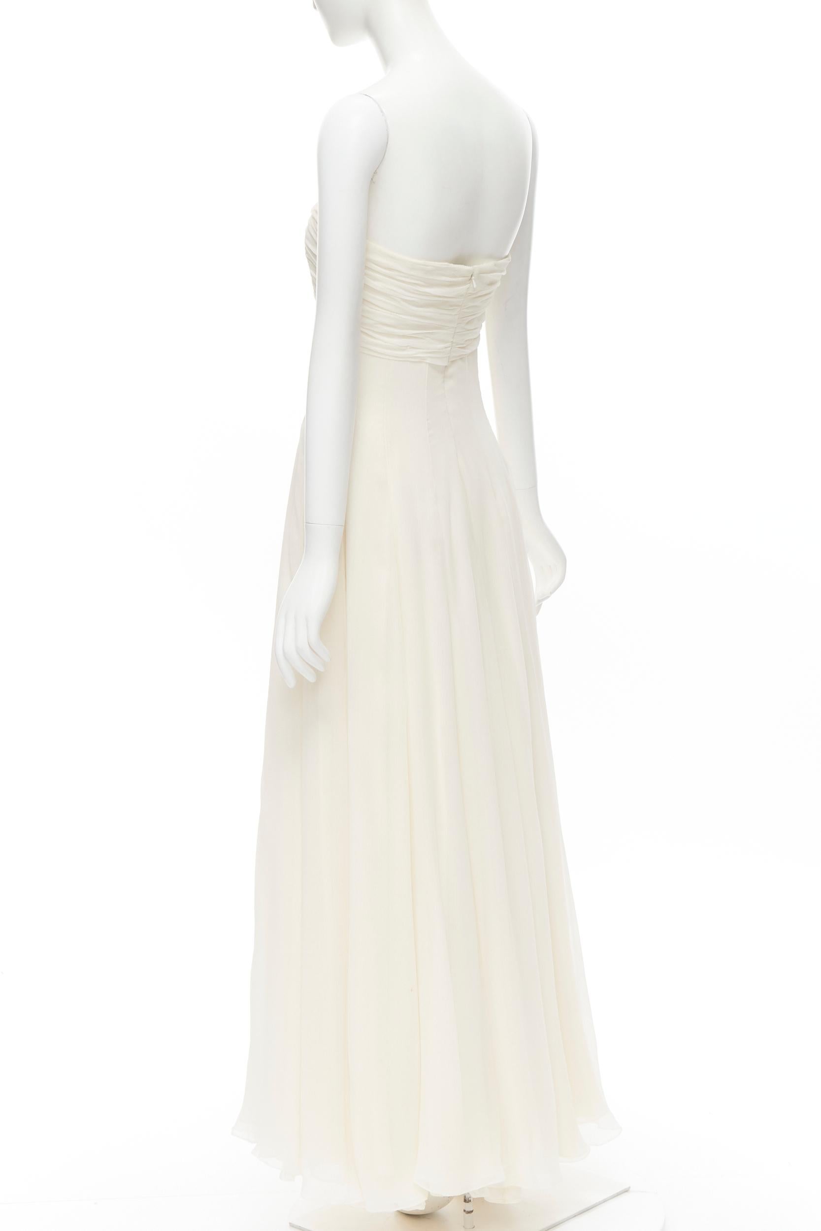 Women's OSCAR DE LA RENTA ivory white boned corset strapless evening gown dress US0 XS