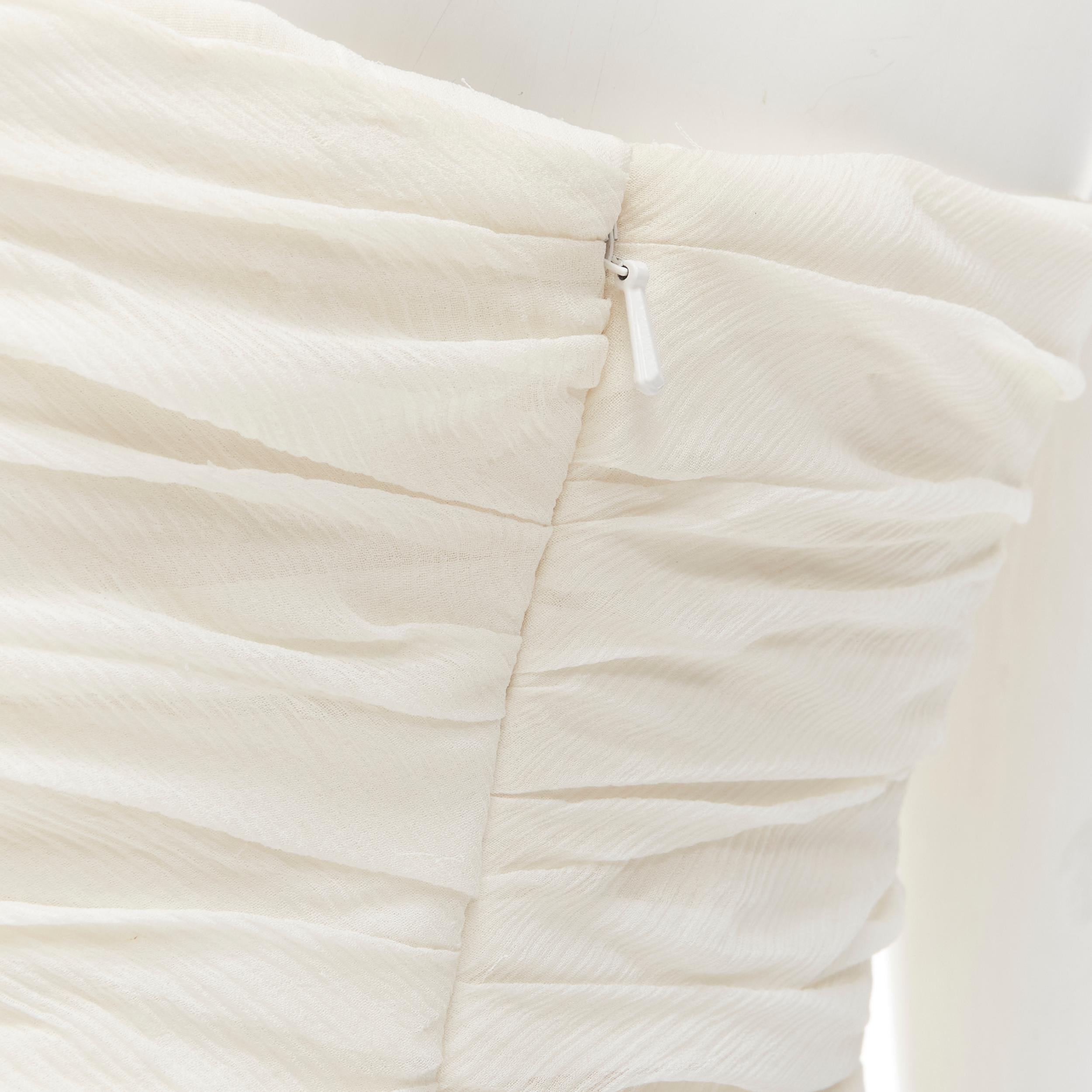 OSCAR DE LA RENTA ivory white boned corset strapless evening gown dress US0 XS 1