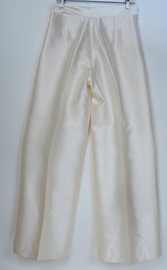 Oscar de la Renta Ivory Zibeline 100% Silk Palazzo Wide-Leg Pants New and Unworn
