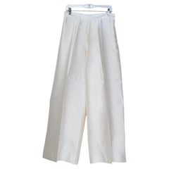 Oscar de la Renta Ivory Zibeline 100% Silk Palazzo Wide-Leg Pants New and Unworn
