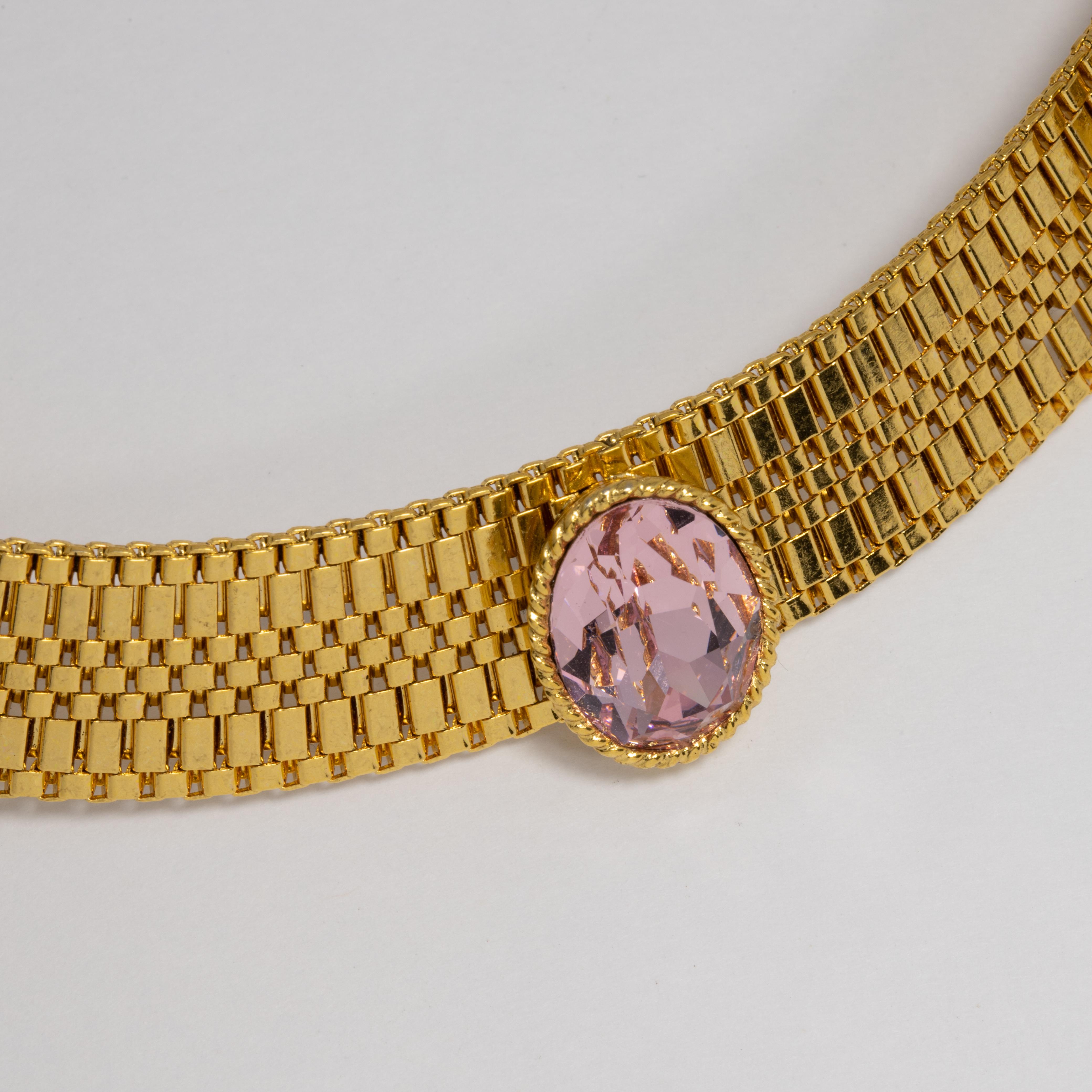 Collier de bijoux Oscar de la Renta en or, cristaux de rose et de topaze en vente 1
