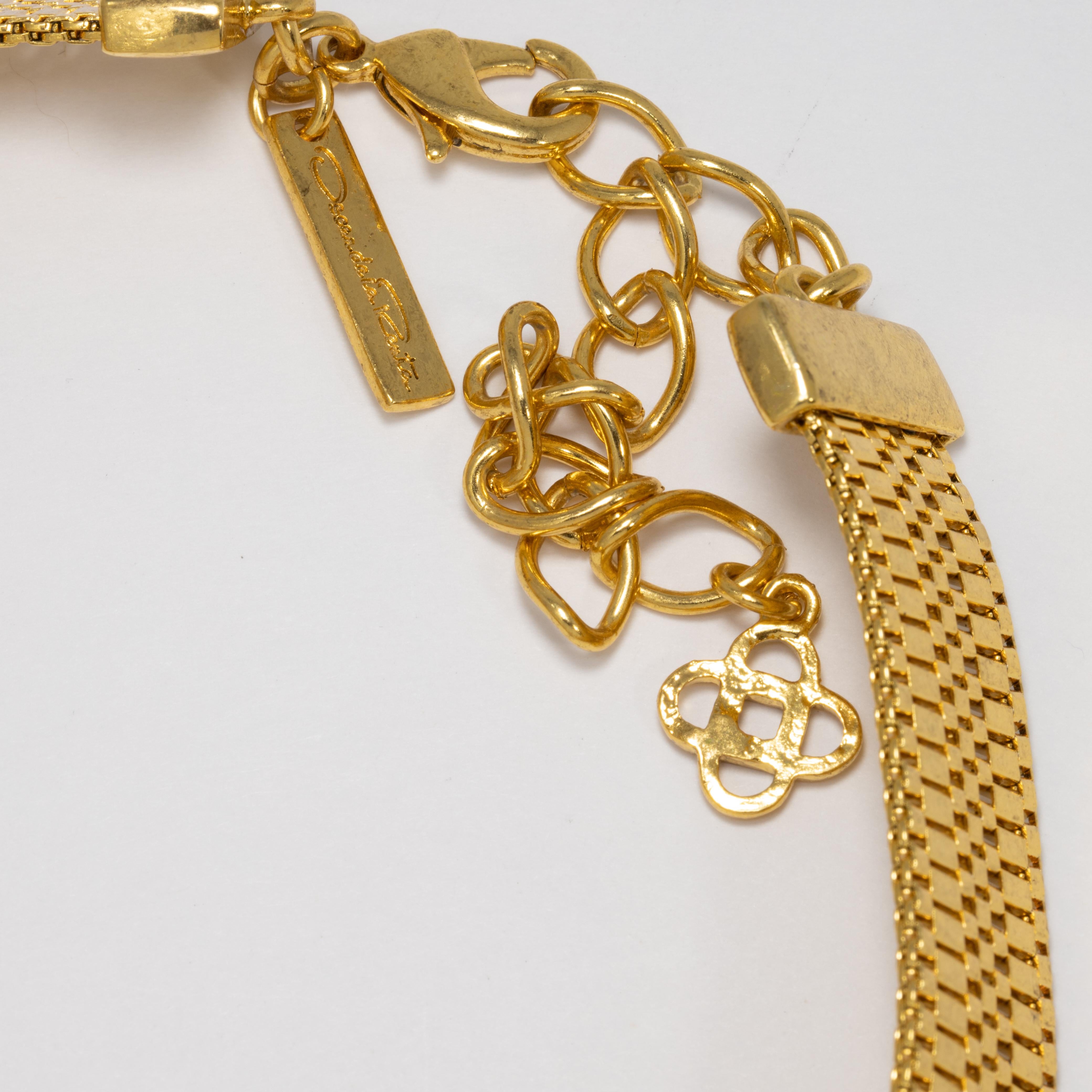 Collier de bijoux Oscar de la Renta en or, cristaux de rose et de topaze en vente 3