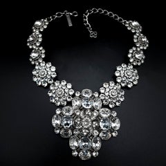 Oscar de la Renta Large Crystal Jeweled Collar Statement Necklace