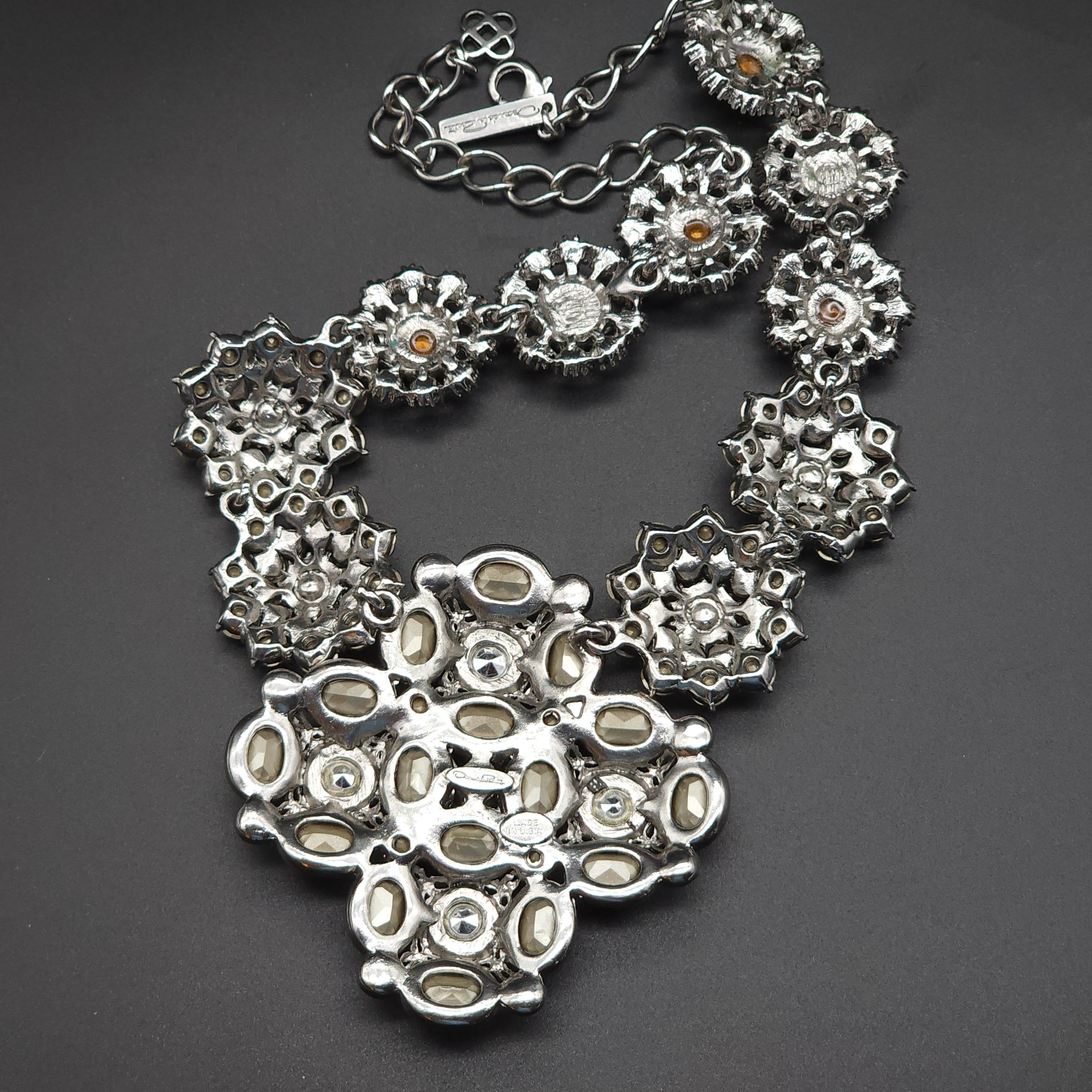 Modern Oscar de la Renta Large Crystal Jeweled Collar Statement Necklace For Sale