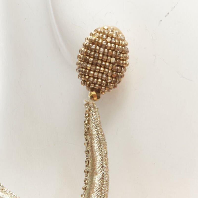 OSCAR DE LA RENTA Large Starfish gold bead embellished clip on earrings For Sale 2