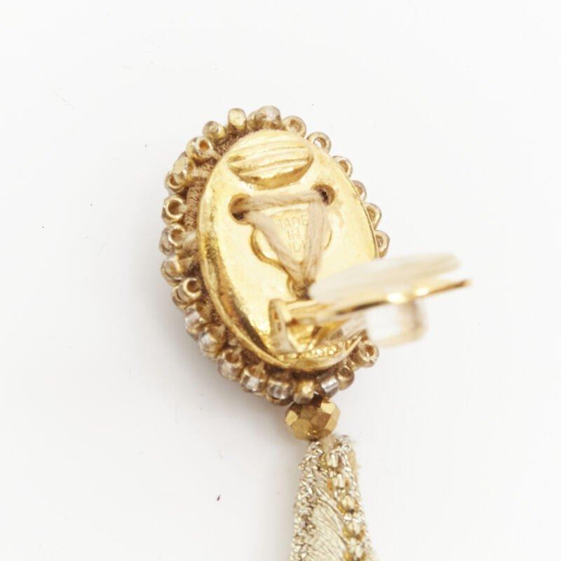 OSCAR DE LA RENTA Large Starfish gold bead embellished clip on earrings For Sale 4