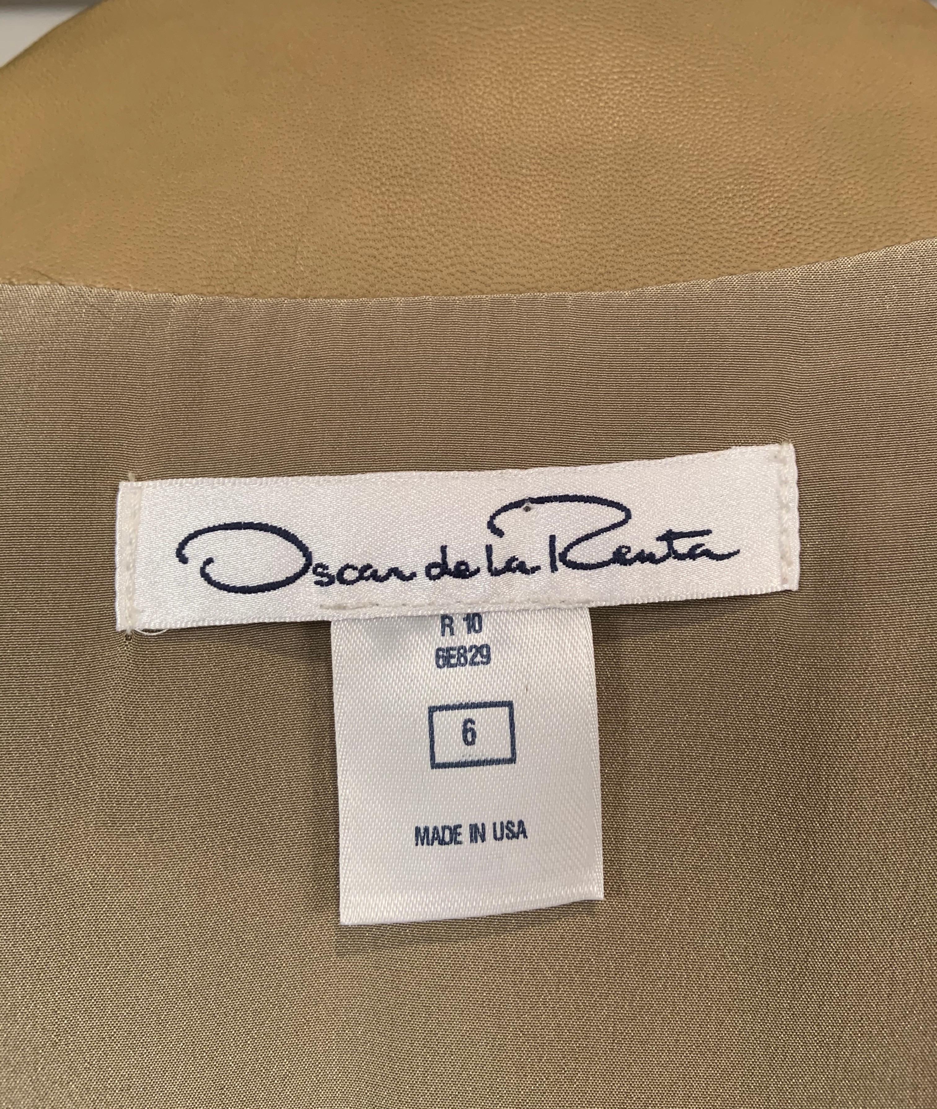 Oscar de la Renta Leather Appliqued and Silk Embroidered Lambskin Coat 8