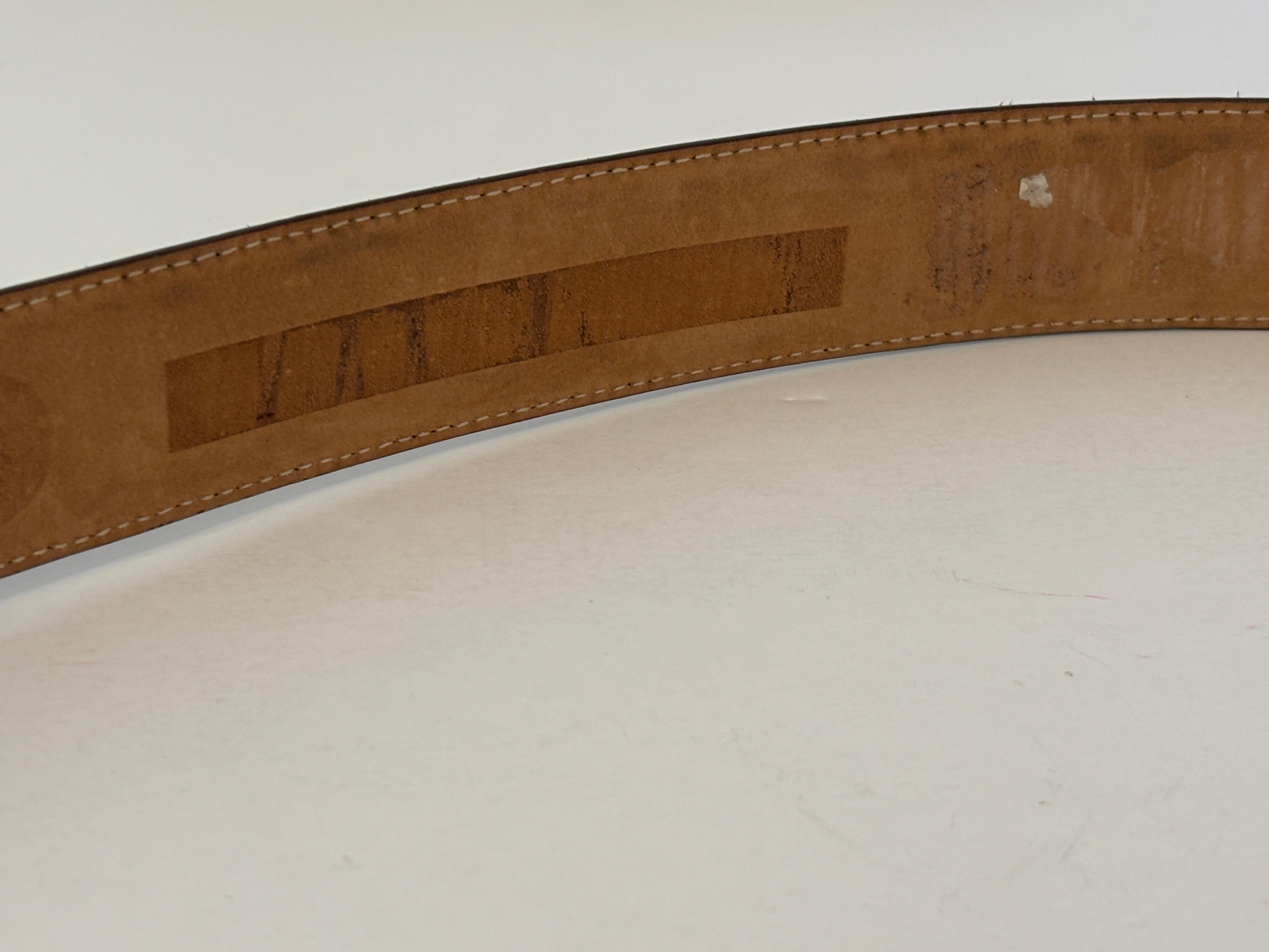 Oscar de la Renta Leather Belt Brown Stitched Nubuck For Sale 2