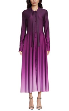 Oscar de la Renta Long-Sleeve Ombre Jersey Midi Dress Size US 12