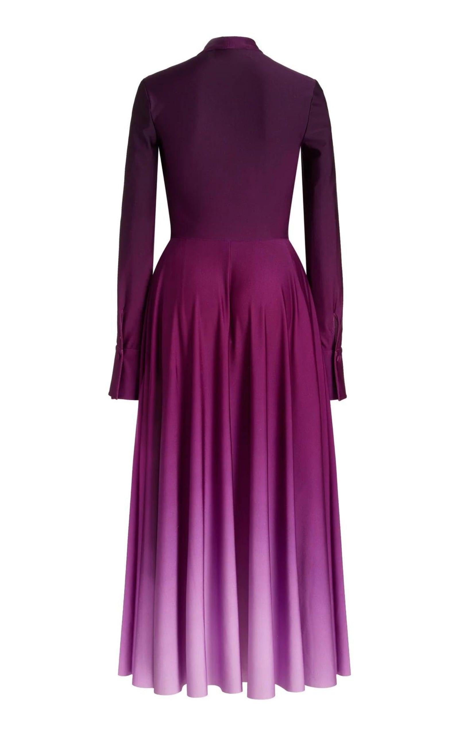 Women's Oscar de la Renta Long-Sleeve Ombre Jersey Midi Dress Size US 12 For Sale