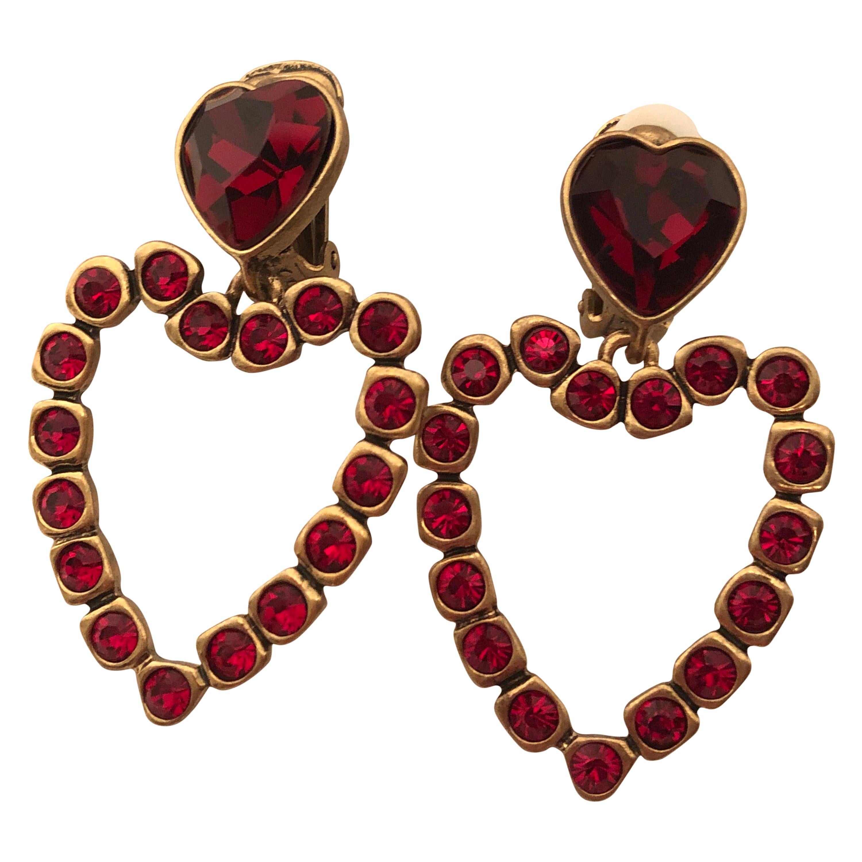 Oscar de la Renta Love Heart Earrings