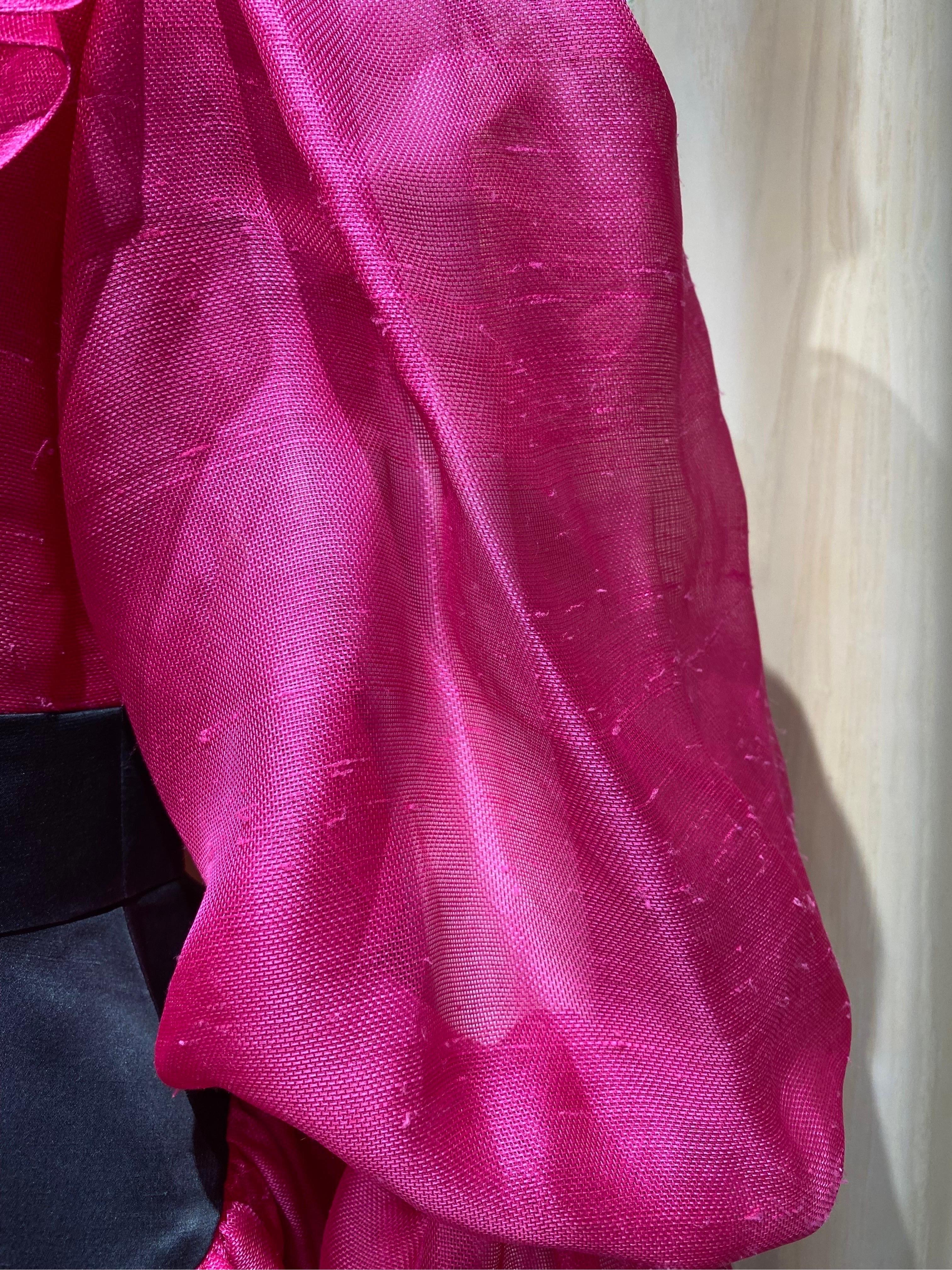 Oscar De La Renta Magenta Pink Silk Dress For Sale 3