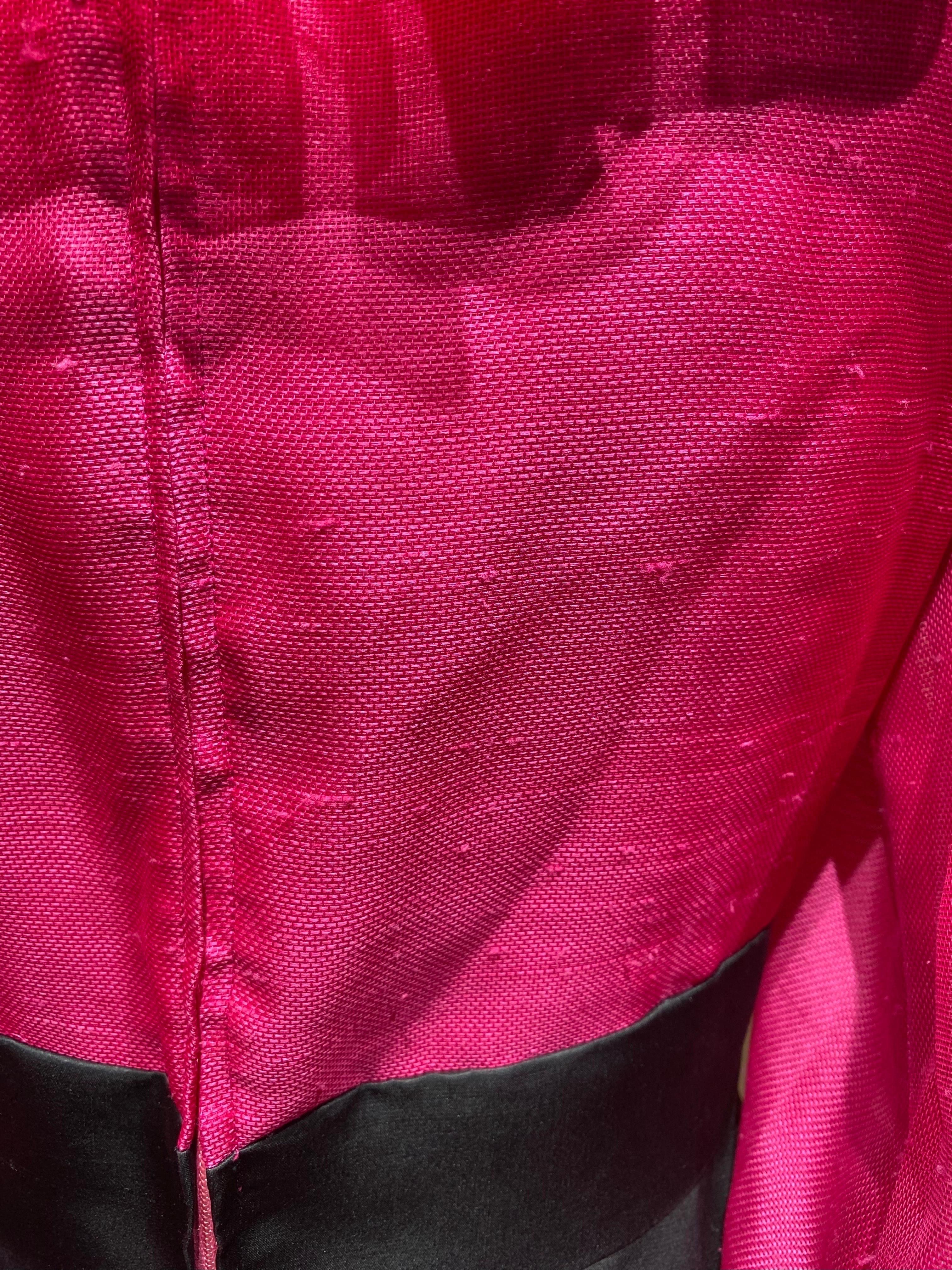 Oscar De La Renta Magenta Pink Silk Dress For Sale 5
