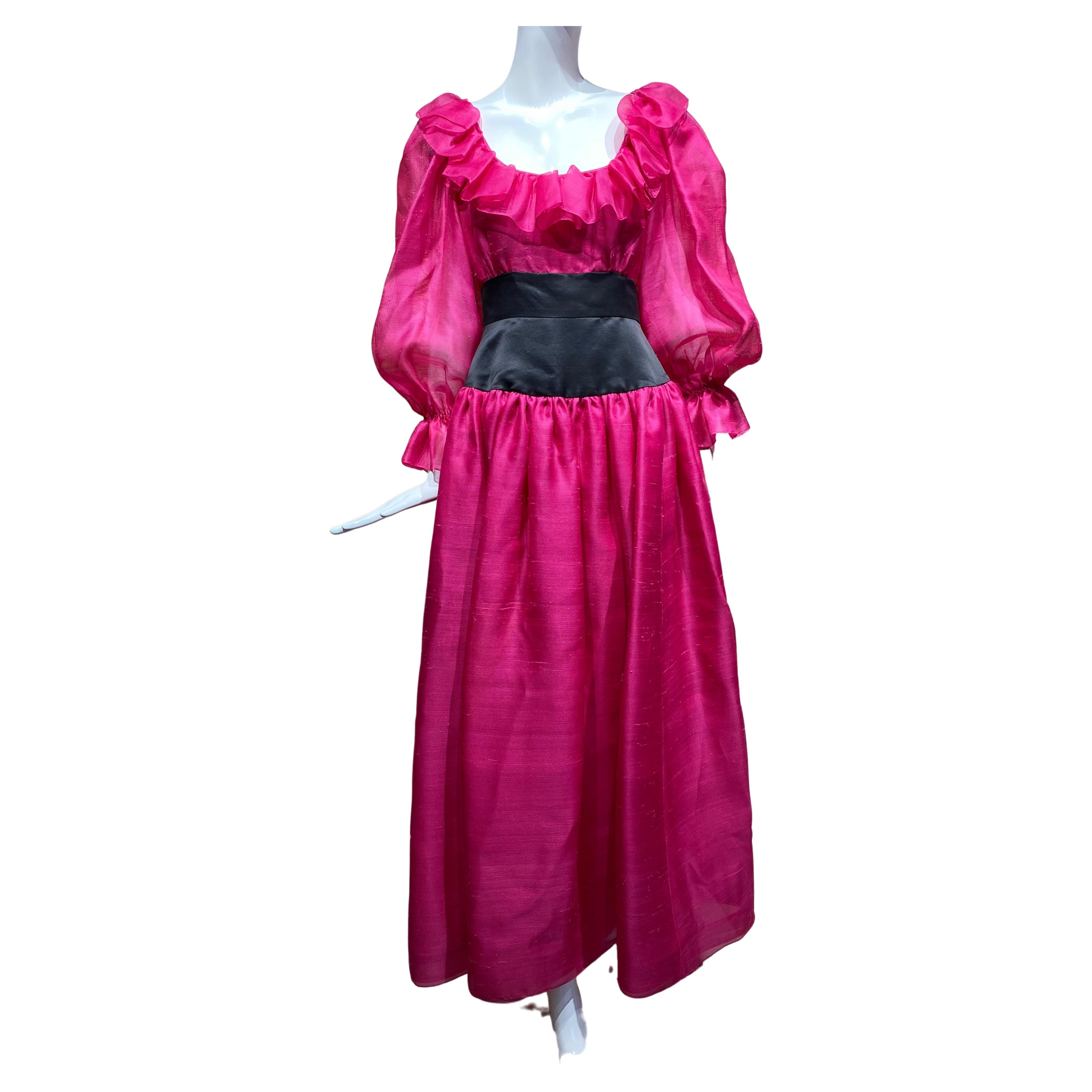 Oscar De La Renta Magenta Pink Silk Dress For Sale