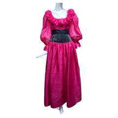 Oscar De La Renta Magenta Pink Silk Dress