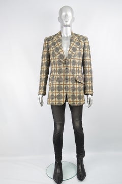 Oscar de la Renta Men's Vintage Patterned Wool Sport Coat Blazer Jacket, 1970s