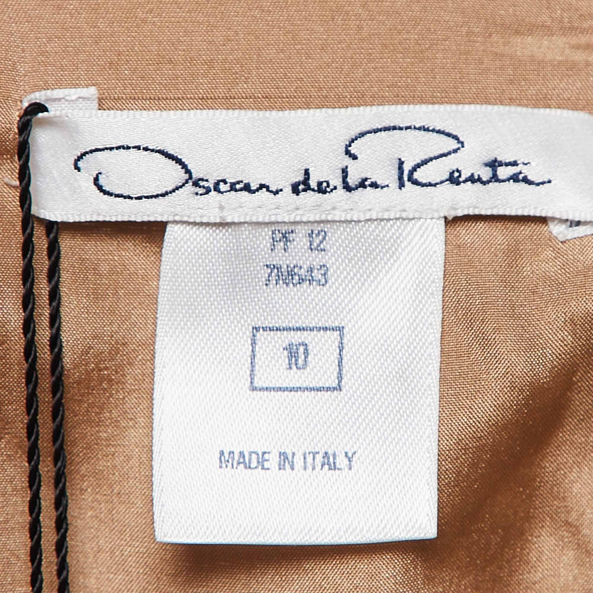 Oscar De La Renta Vestido corto de jacquard metalizado L en Nuevo Estado en Dubai, Al Qouz 2