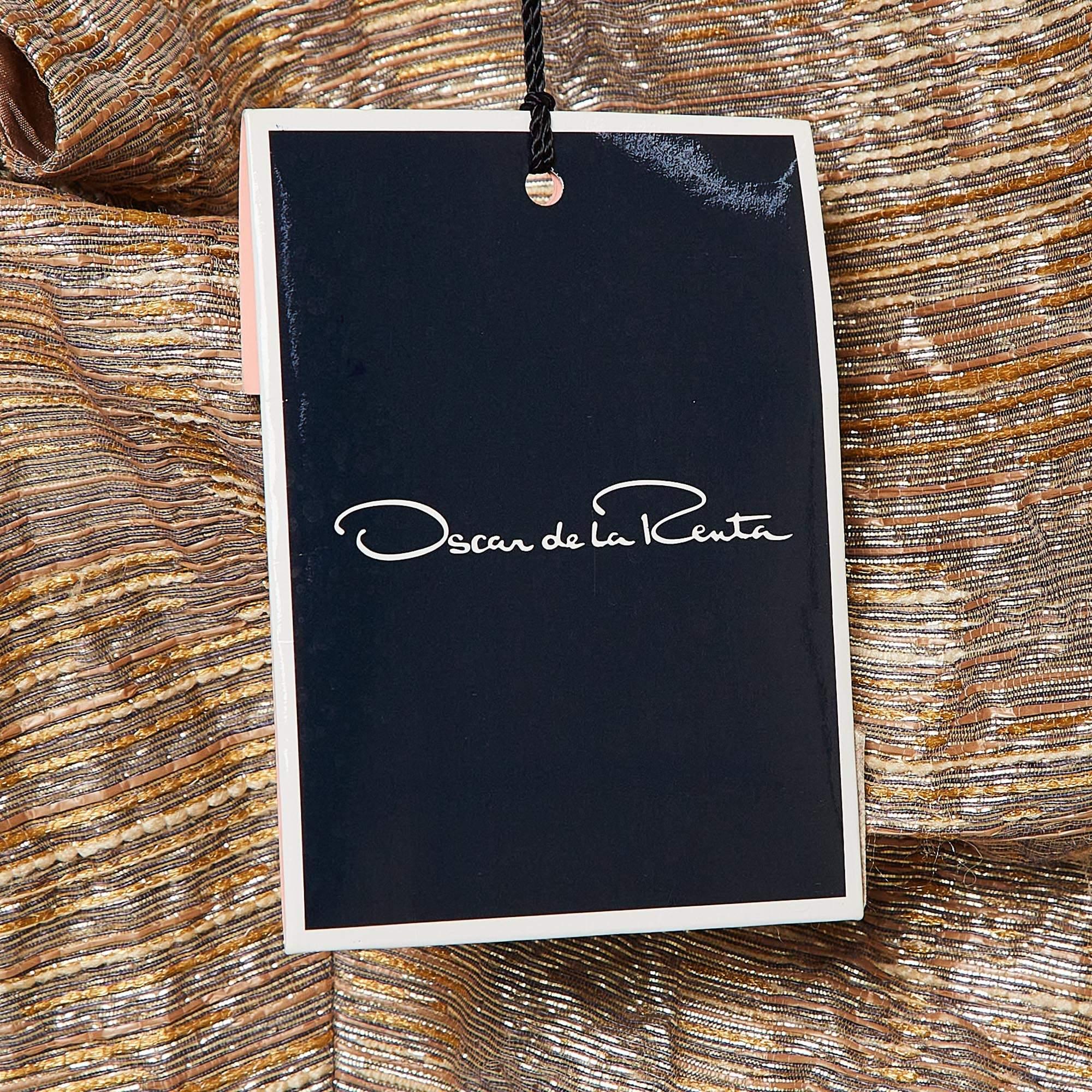 Oscar De La Renta Vestido corto de jacquard metalizado L 1