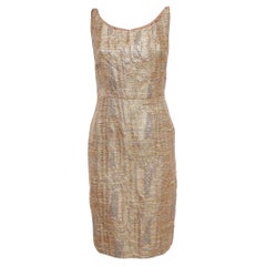 Oscar de la Renta Metallic Jacquard Short Sheath Dress L