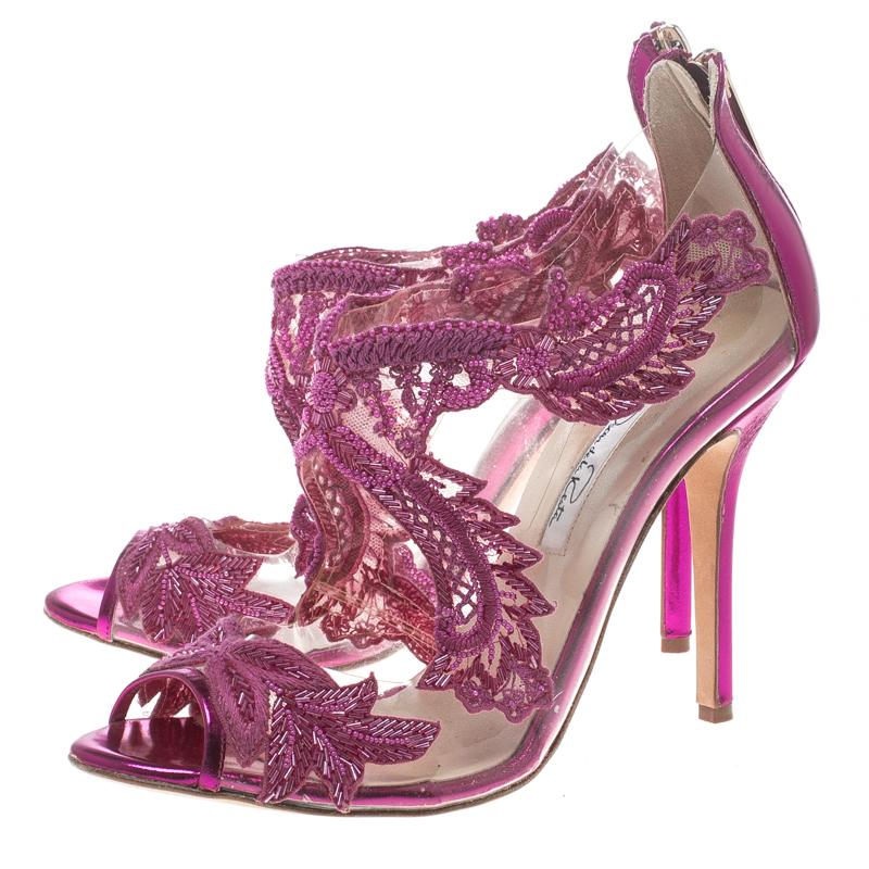 Bottes à Talons OSCAR DE LA RENTA - KUWANA Ayers à Bouts Ouverts & Plateforme - Serpent Exotique Multicolore - Taille 40 US