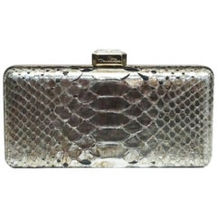 Oscar De La Renta Metallic Python Box Clutch