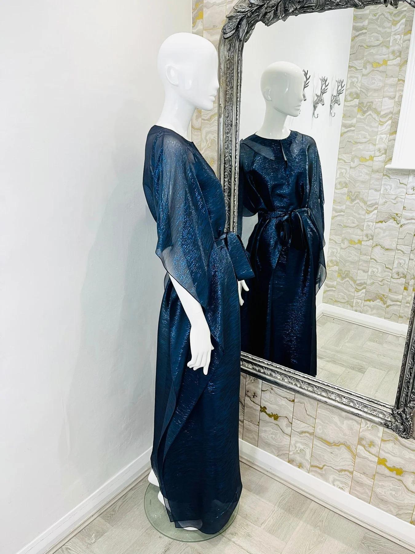Oscar De La Renta Metallic Silk Evening Dress In Excellent Condition For Sale In London, GB