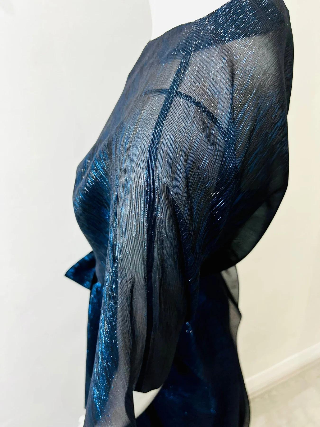 Oscar De La Renta Metallic Silk Evening Dress For Sale 1