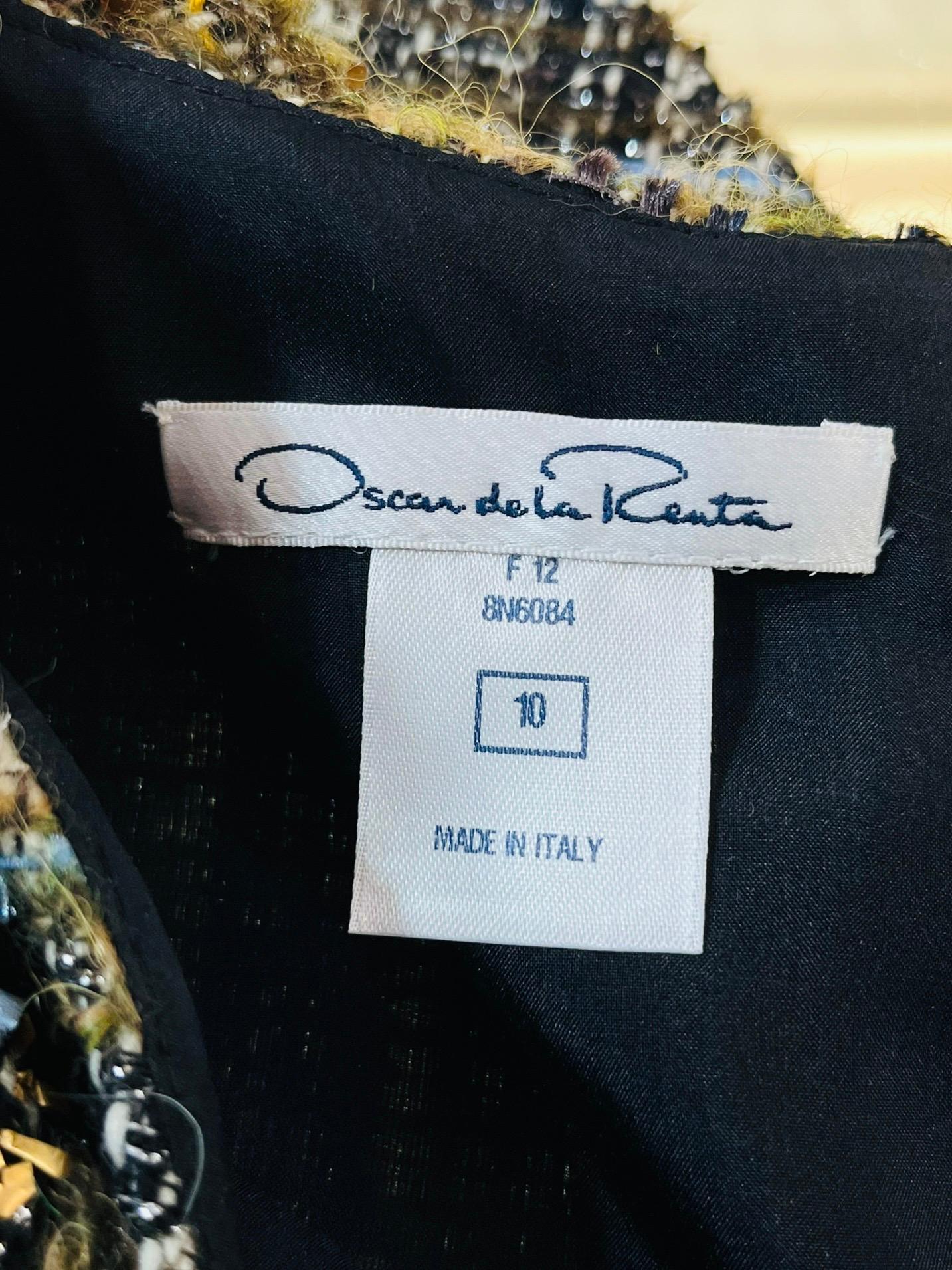 Oscar De La Renta Metallic Tweed Wool Dress For Sale 1