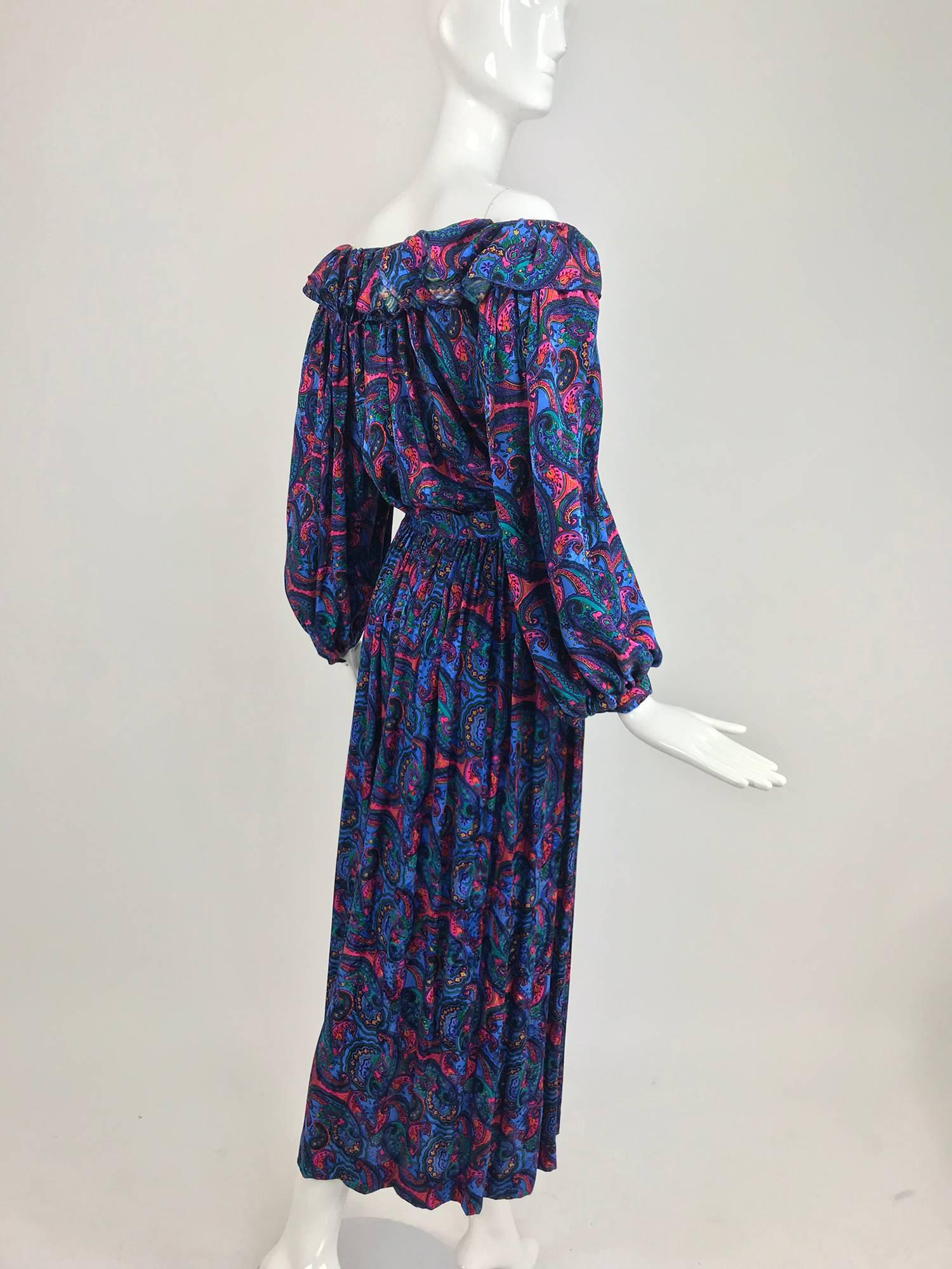 Purple Oscar de la Renta Miss O silk paisley peasant style set 