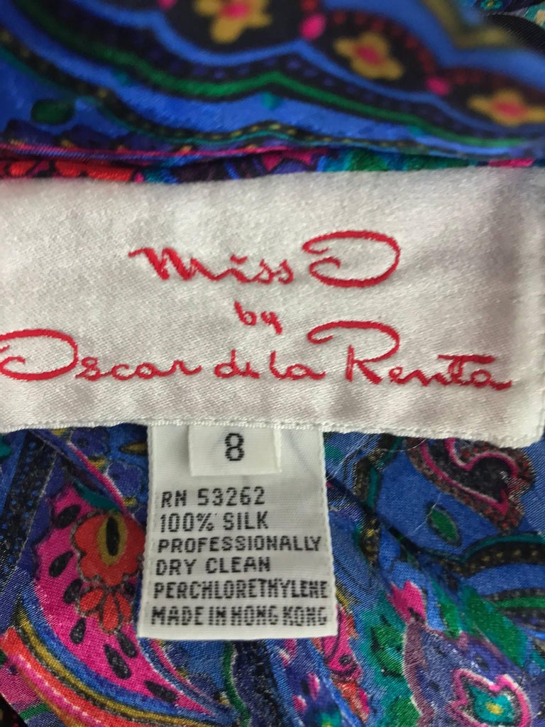 Oscar de la Renta Miss O silk paisley peasant style set For Sale at ...