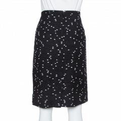 Oscar de la Renta Monochrome Tweed Fitted Short Skirt M