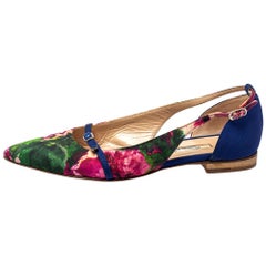 Oscar de la Renta Multicolor Canvas Pointed Toe Ballets Flats Size 37