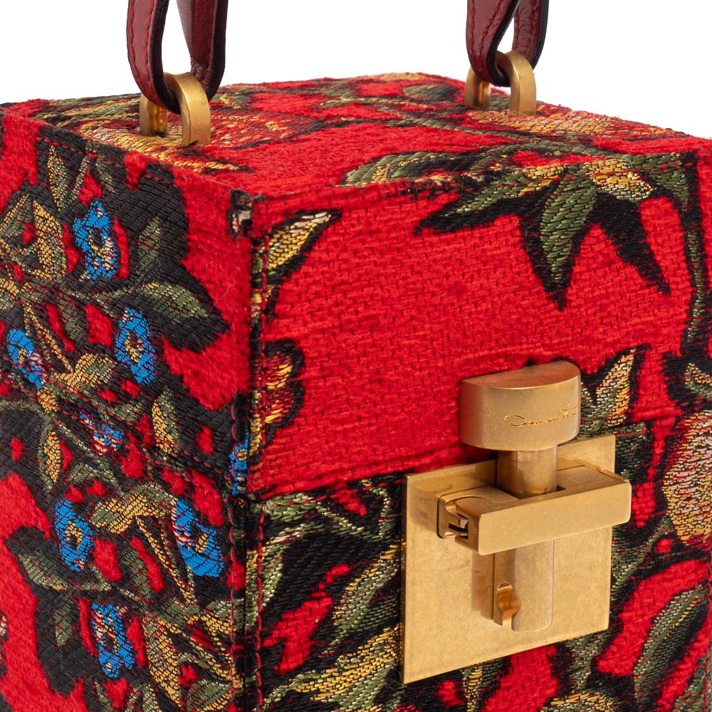 Oscar de la Renta Multicolor Floral Print Fabric and Leather Alibi Box Bag 5