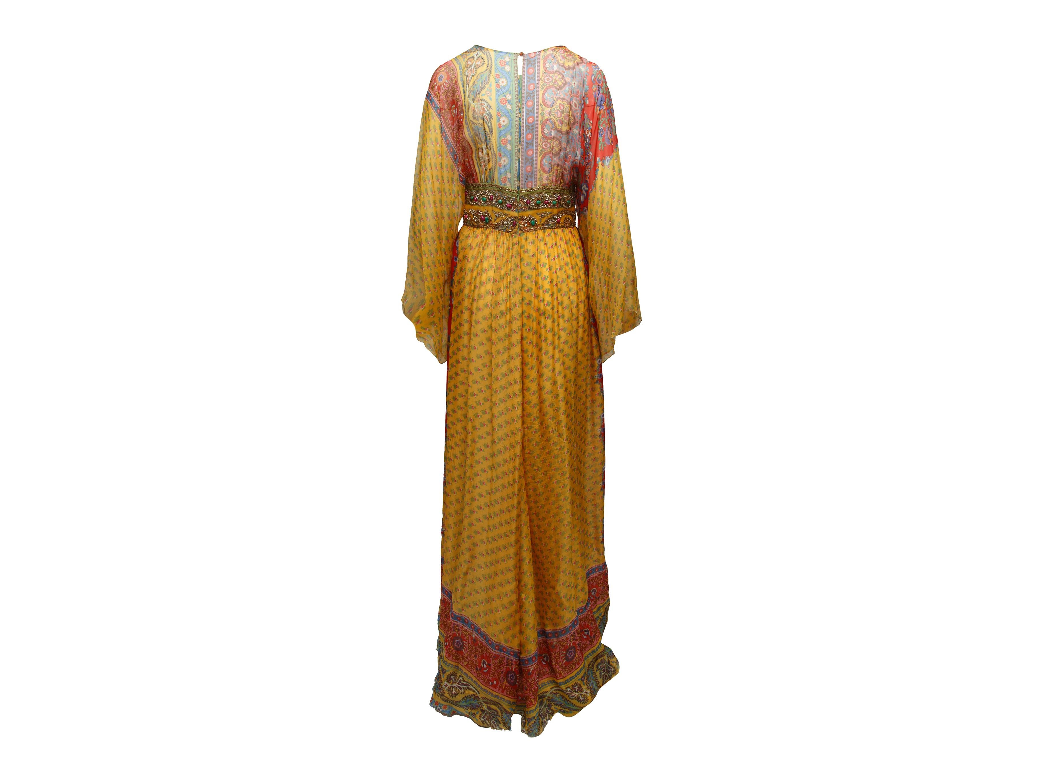 Brown  Oscar de la Renta Multicolor Printed Boho Maxi Dress