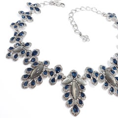 Oscar De La Renta - Collana a link multicolore, blu e grigio, argentata
