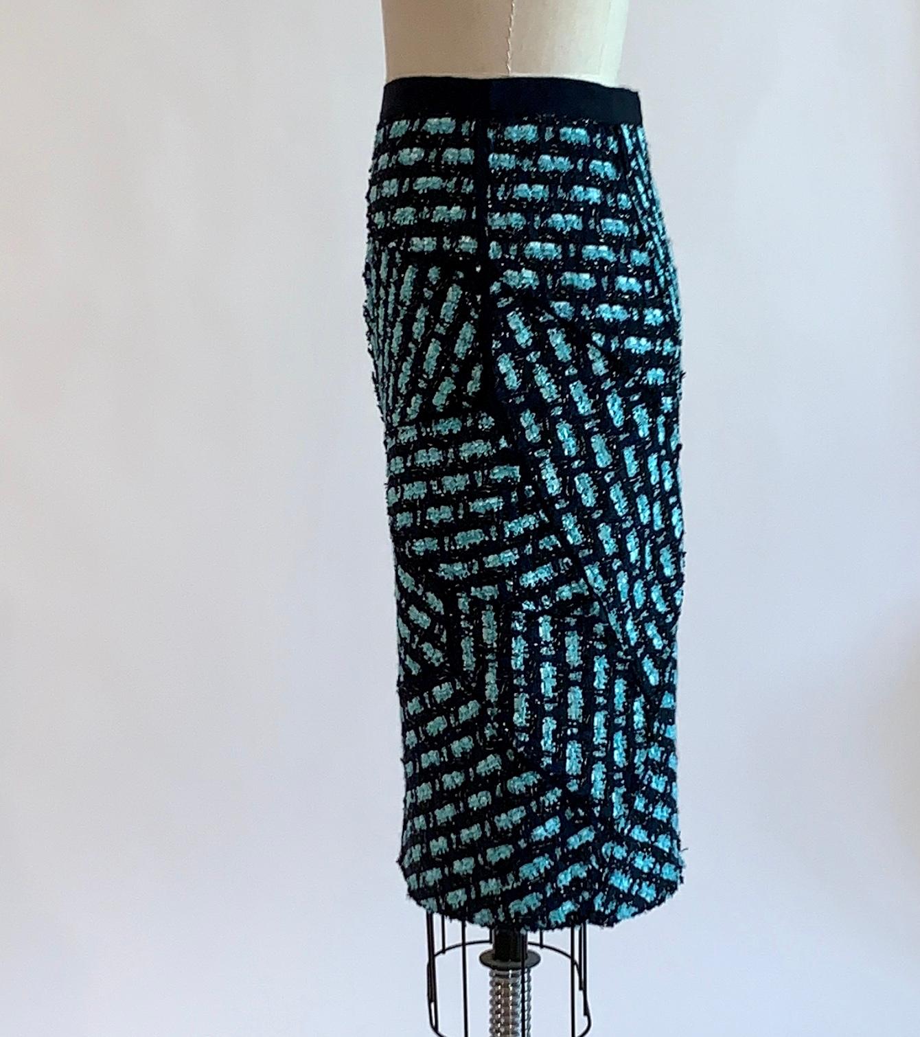 blue patchwork skirt