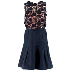 Oscar De La Renta Navy Lace Cocktail Dress US 10