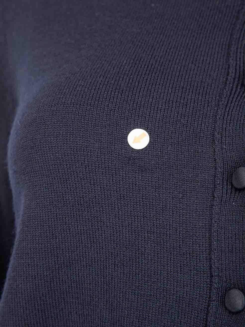 Women's Oscar de la Renta Navy Sequin Detail Cardigan Size M For Sale