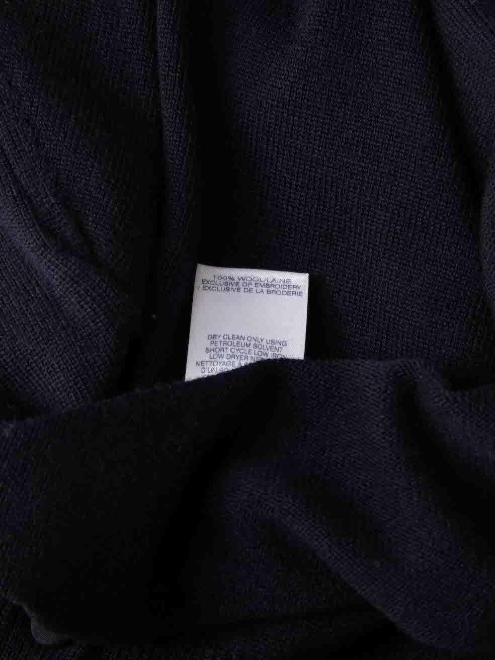 Oscar de la Renta Navy Sequin Detail Cardigan Size M For Sale 1