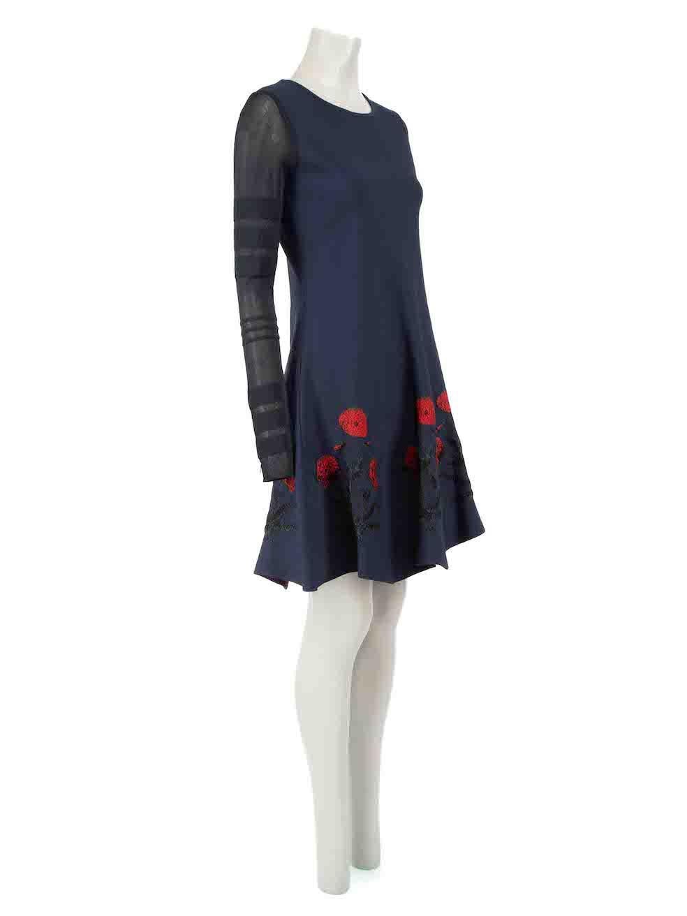 CONDITION is Never worn, with tags. No visible wear to dress is evident on this new Oscar de la Renta designer resale item, however there are some very small holes on left sleeve due to poor storage.
 
 Details
 Navy
 Viscose
 Knee length dress
