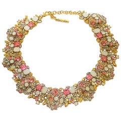 Oscar De La Renta necklace set with beautiful pink rhinestones