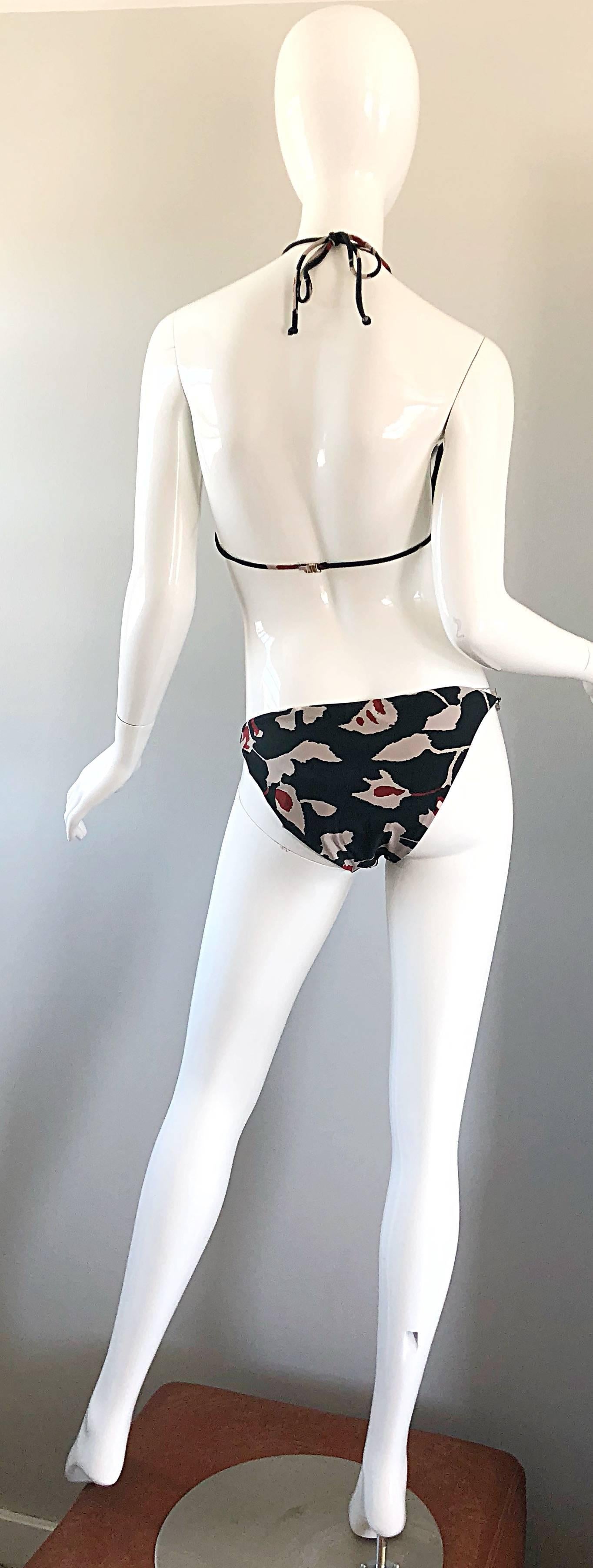 Oscar de la Renta Bikini-Badeanzug mit Batikmuster und Kettengliedern, neu mit Preisschildern, Größe Large 7